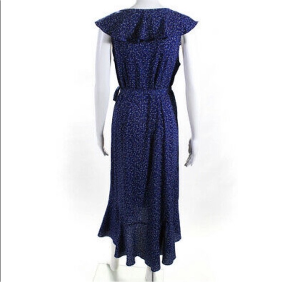Max Studio Blue White Polka Dotted Wrap Midi Dress Confetti XS, summer party - Picture 3 of 6